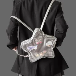 Bags & Purses*Boogzel Clothing Y2K Aesthetic Star-Shaped Backpack Silver