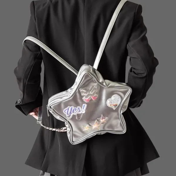 Bags & Purses*Boogzel Clothing Y2K Aesthetic Star-Shaped Backpack Silver