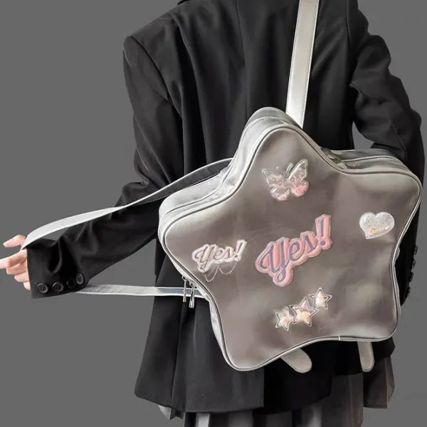 Bags & Purses*Boogzel Clothing Y2K Aesthetic Star-Shaped Backpack Silver