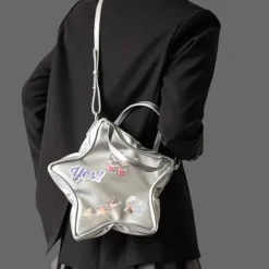 Bags & Purses*Boogzel Clothing Y2K Aesthetic Star-Shaped Backpack Silver