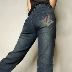 Jeans*Boogzel Clothing Y2K Aesthetic Wide Leg Jeans Blue