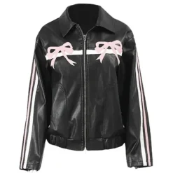 Coats & Jackets*Boogzel Clothing Y2K Bow Motorcycle Jacket