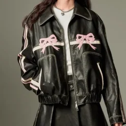 Coats & Jackets*Boogzel Clothing Y2K Bow Motorcycle Jacket