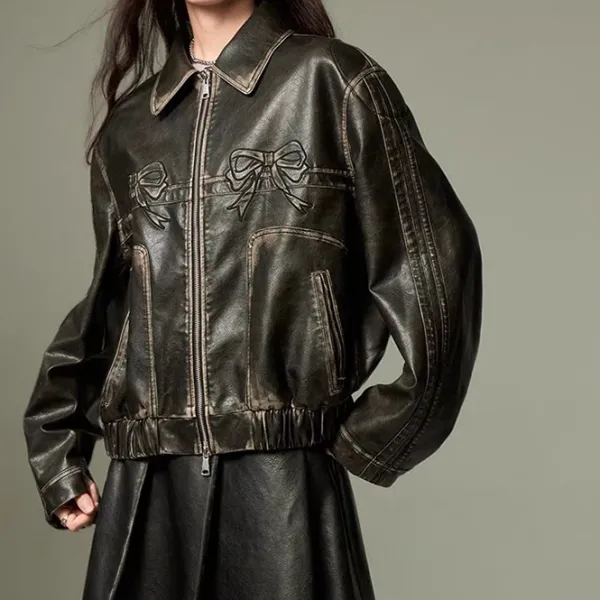 Coats & Jackets*Boogzel Clothing Y2K Bow Motorcycle Jacket