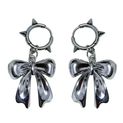 Earrings*Boogzel Clothing Y2K Bowknot Stud Earrings Silver