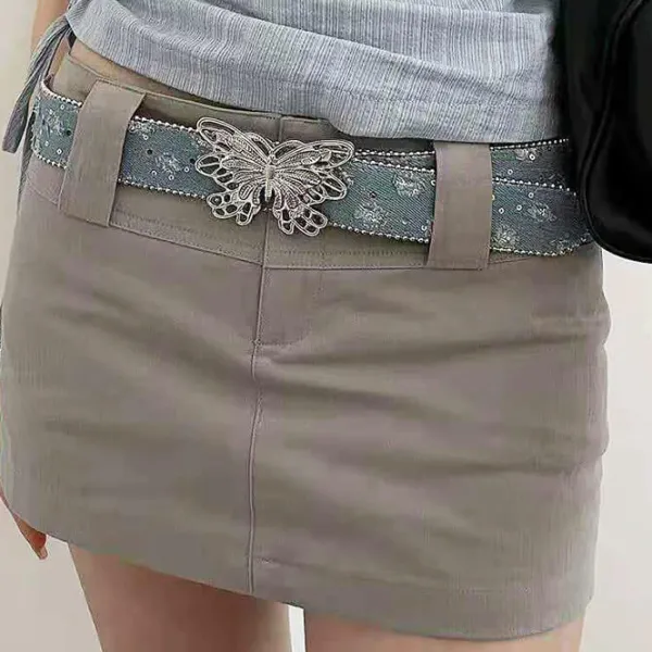 Belts & Chains*Boogzel Clothing Y2K Butterfly Buckle Denim Belt Blue