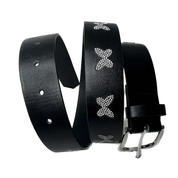 Belts & Chains*Boogzel Clothing Y2K Butterfly Rhinestone Belt Black