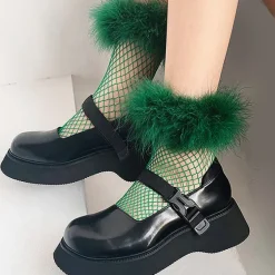 Socks*Boogzel Clothing Y2K Fluffy Net Socks