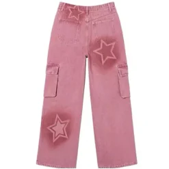 Jeans*Boogzel Clothing Y2K Graffiti Star Jeans Pink