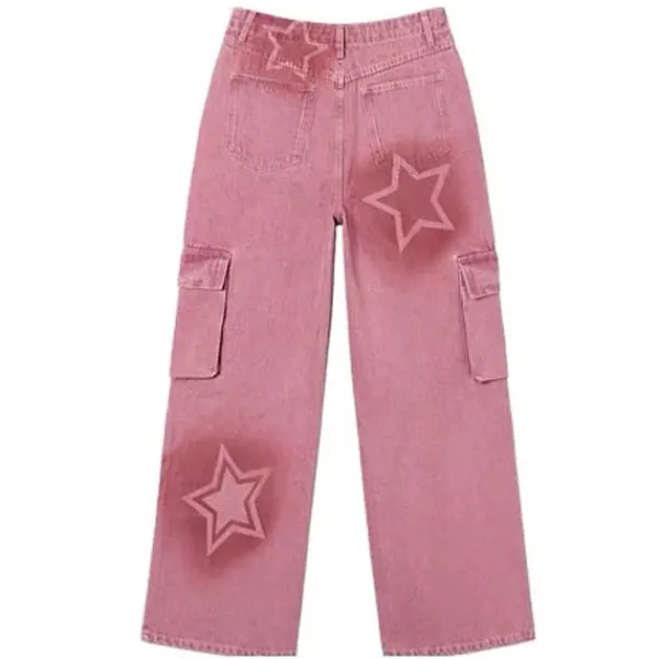 Jeans*Boogzel Clothing Y2K Graffiti Star Jeans Pink