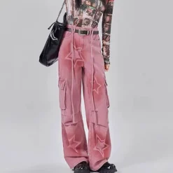 Jeans*Boogzel Clothing Y2K Graffiti Star Jeans Pink
