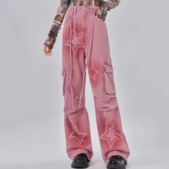 Jeans*Boogzel Clothing Y2K Graffiti Star Jeans Pink