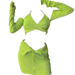 Dresses & Rompers*Boogzel Clothing Y2K Halter Top with Gloves & Skirt Set