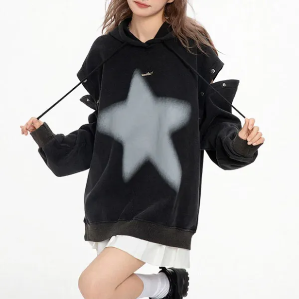 Hoodies*Boogzel Clothing Y2K Hoodie with Graffiti Star Print
