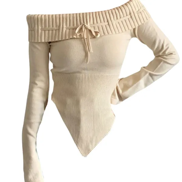 Sweaters|Long Sleeve Tops*Boogzel Clothing Y2K Off-Shoulder Knit Top
