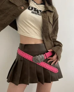 Belts & Chains*Boogzel Clothing Y2K Pink Double Heart Belt Silver/pink