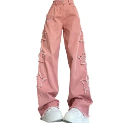 Jeans*Boogzel Clothing Y2K Star Jeans Pink