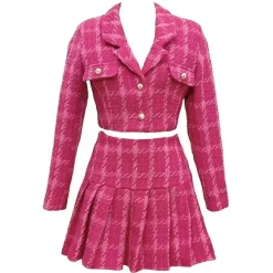 Dresses & Rompers*Boogzel Clothing Y2K Tweed Jacket & Skirt Co-Ord Pink