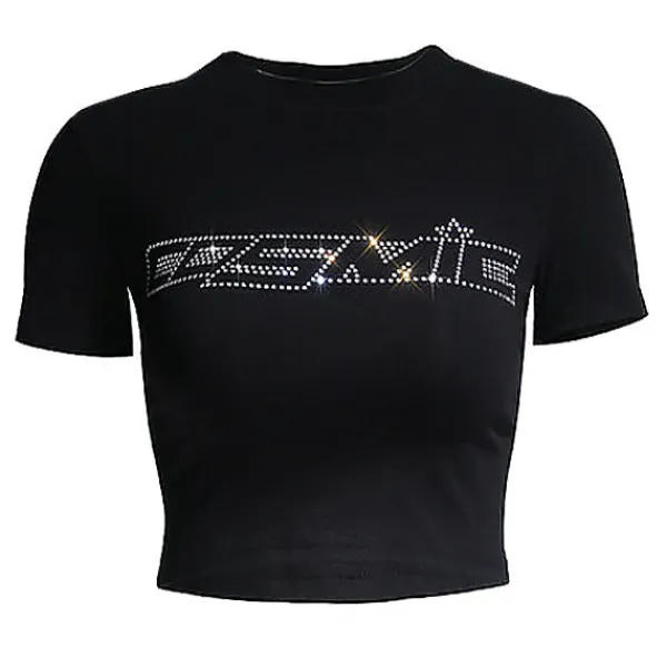 Y2K Tops*Boogzel Clothing Y2K Rhinestone Cosmic Crop Top Black