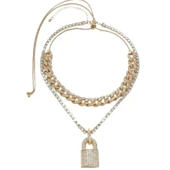 Necklaces & Chokers*Boogzel Clothing Y2K Rhinestone Lock Necklace