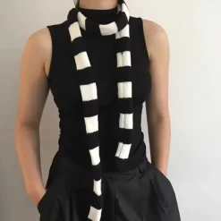 Other*Boogzel Clothing Y2K Skinny Striped Scarf Black/white