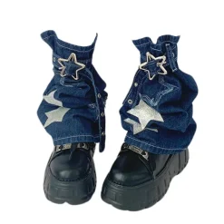 Other|Socks*Boogzel Clothing Y2K Star Denim Leg Warmers Blue
