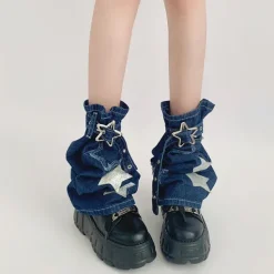 Other|Socks*Boogzel Clothing Y2K Star Denim Leg Warmers Blue