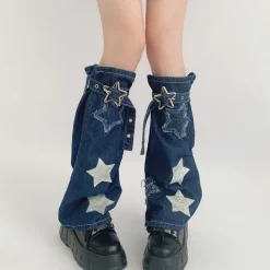 Other|Socks*Boogzel Clothing Y2K Star Denim Leg Warmers Blue