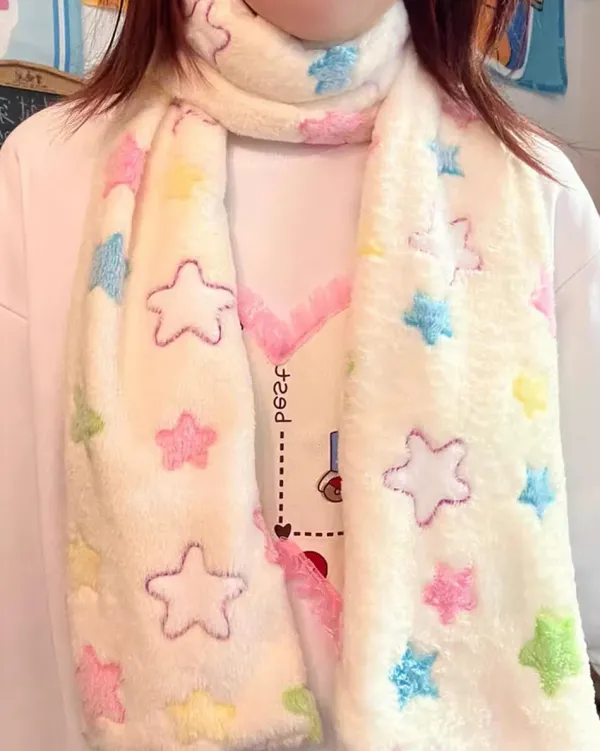Other*Boogzel Clothing Y2K Star Fluffy Scarf