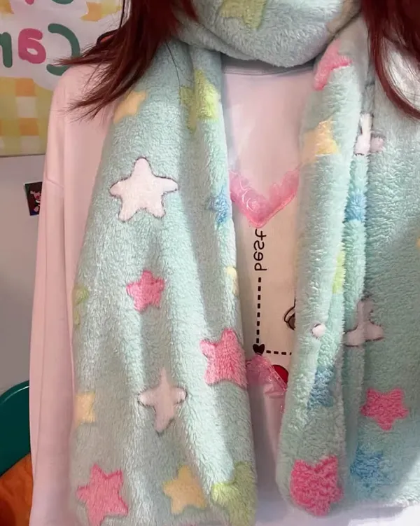 Other*Boogzel Clothing Y2K Star Fluffy Scarf