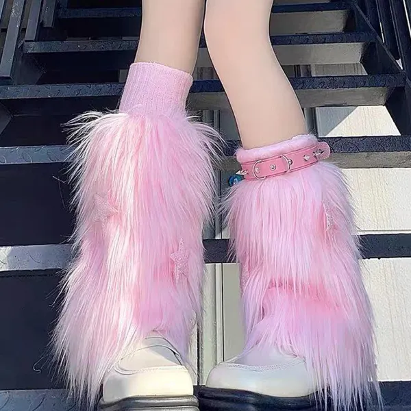 Other*Boogzel Clothing Y2K Star Fuzzy Leg Warmers