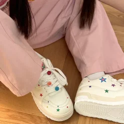 Aesthetic Sneakers*Boogzel Clothing Y2K Star Sneakers White