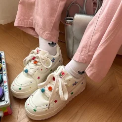 Aesthetic Sneakers*Boogzel Clothing Y2K Star Sneakers White