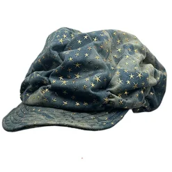 Hats*Boogzel Clothing Y2K Stars Denim Baker Boy Cap Blue