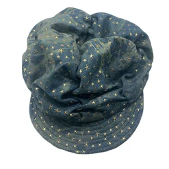 Hats*Boogzel Clothing Y2K Stars Denim Baker Boy Cap Blue