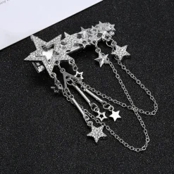 Hair Accessories*Boogzel Clothing Y2K Stars Rhinestone Hair Clip Silver
