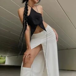 Y2K Tops|Crop Tops*Boogzel Clothing Y2K Star-Shaped Backless Top Black
