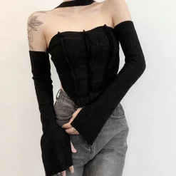 Long Sleeve Tops*Boogzel Clothing Y2K Top & Gloves Set