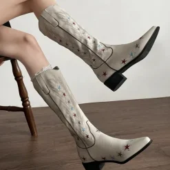 Boots / Platform Boots*Boogzel Clothing Y2K Western Star Boots Beige
