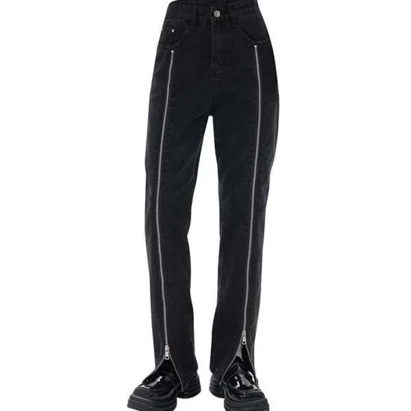 Jeans*Boogzel Clothing Zip Up Leg Grunge Jeans Black