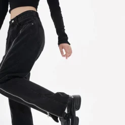 Jeans*Boogzel Clothing Zip Up Leg Grunge Jeans Black