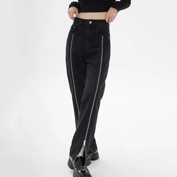Jeans*Boogzel Clothing Zip Up Leg Grunge Jeans Black