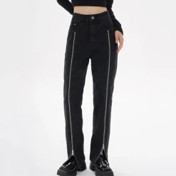 Jeans*Boogzel Clothing Zip Up Leg Grunge Jeans Black